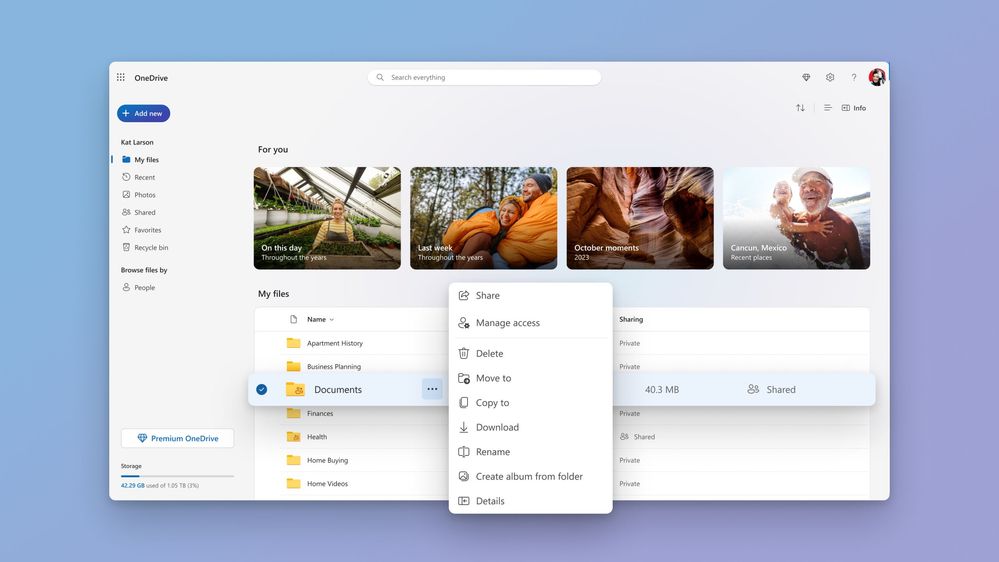 Dimostrazione Microsoft dei comandi di OneDrive personale