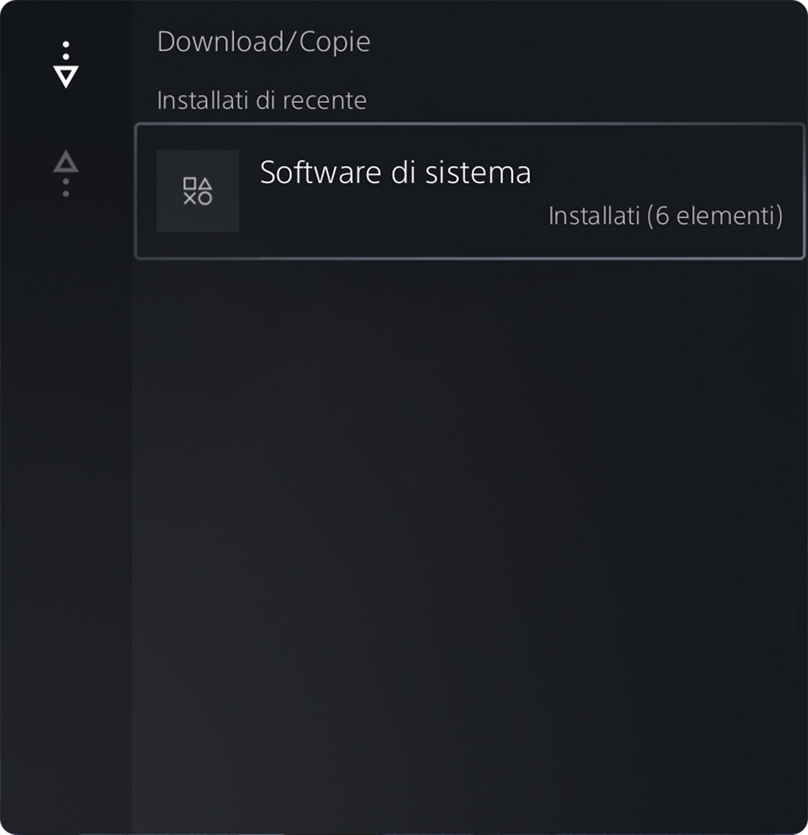 Schermata Download e copie PS5 con un aggiornamento del software di sistema