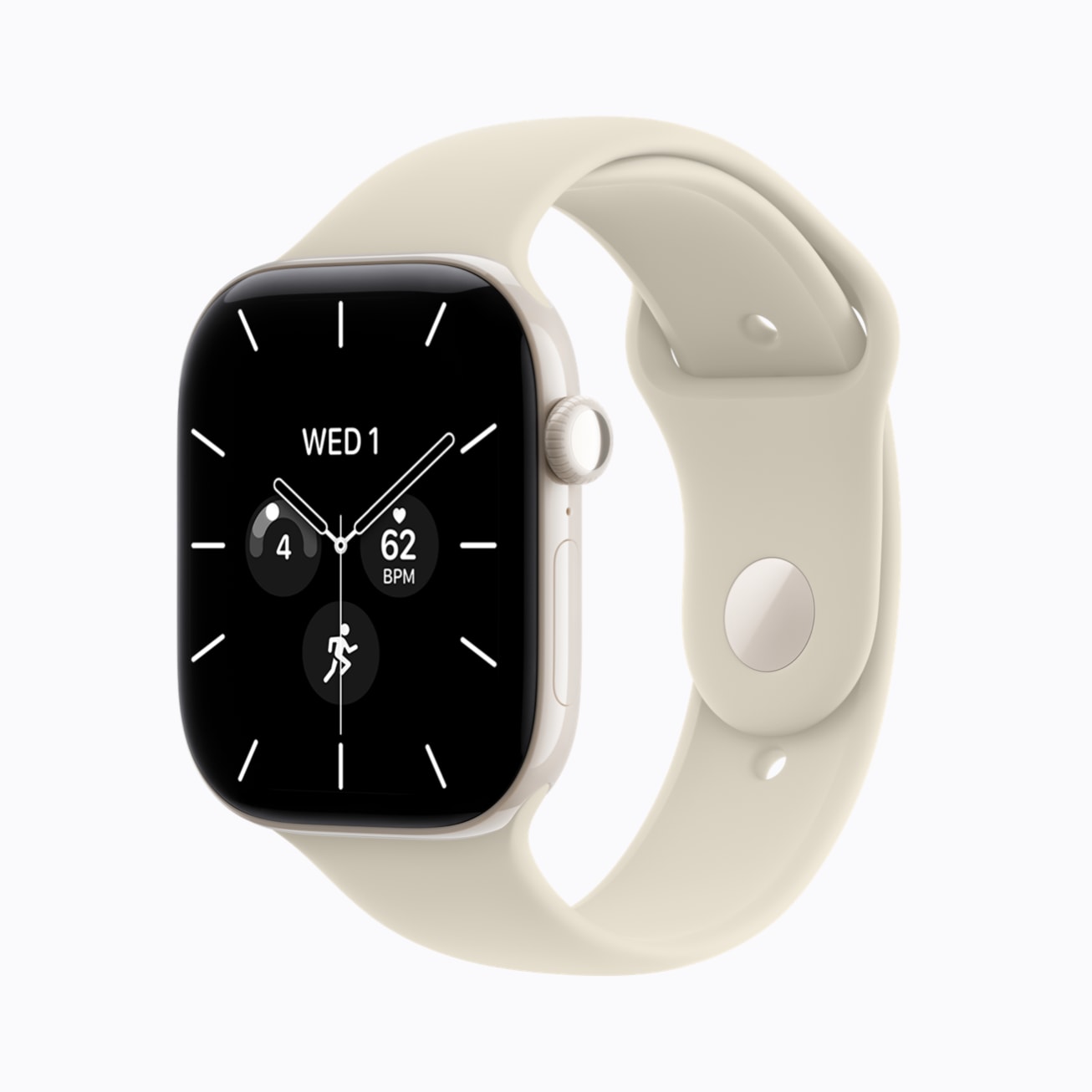 Apple Watch Series 12 in ceramica bianco perla con cinturino Sport sabbia