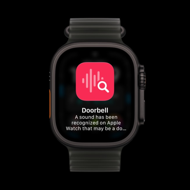 Apple Watch Ultra 4 con avviso di riconoscimento del campanello.