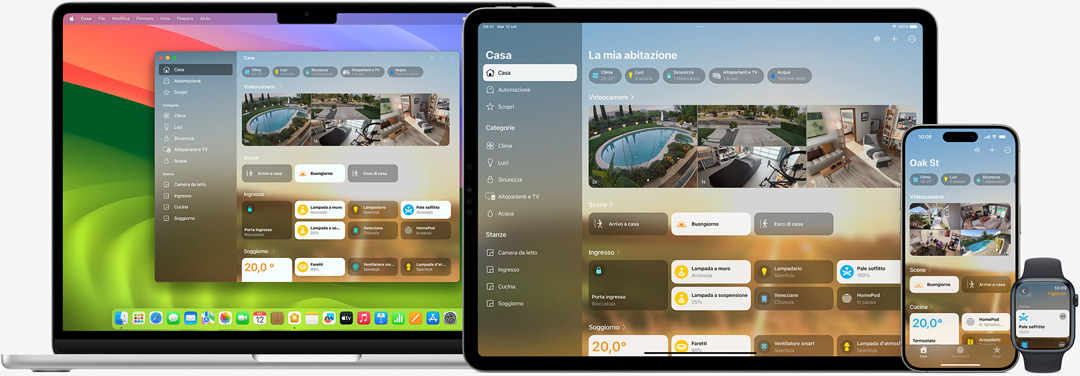 Interfaccia ufficiale dell’app Casa sui dispositivi Apple
