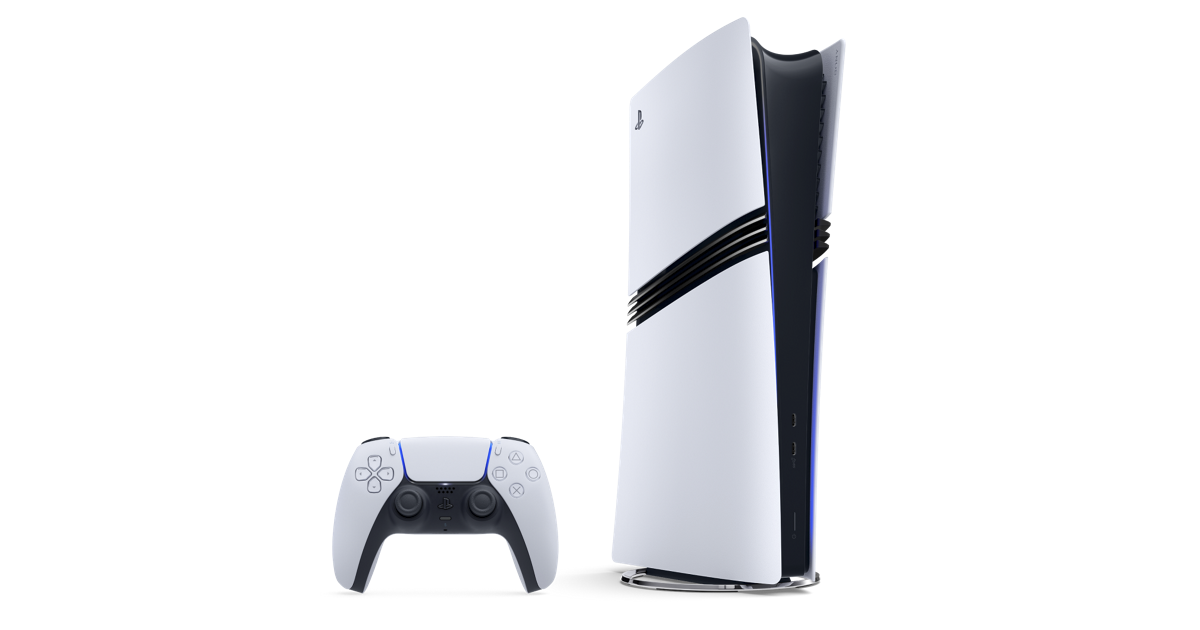PS5 Pro e DualSense su fondo bianco