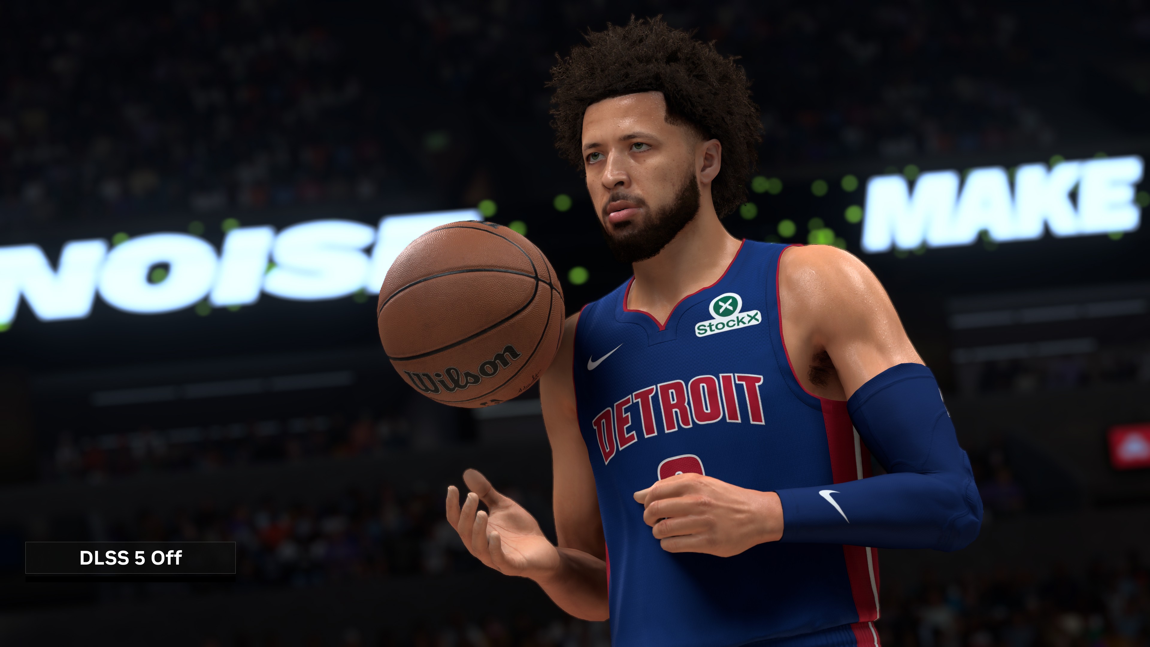 NBA 2K27, Cade Cunningham con DLSS Neural Rendering disattivato nell’esempio NVIDIA