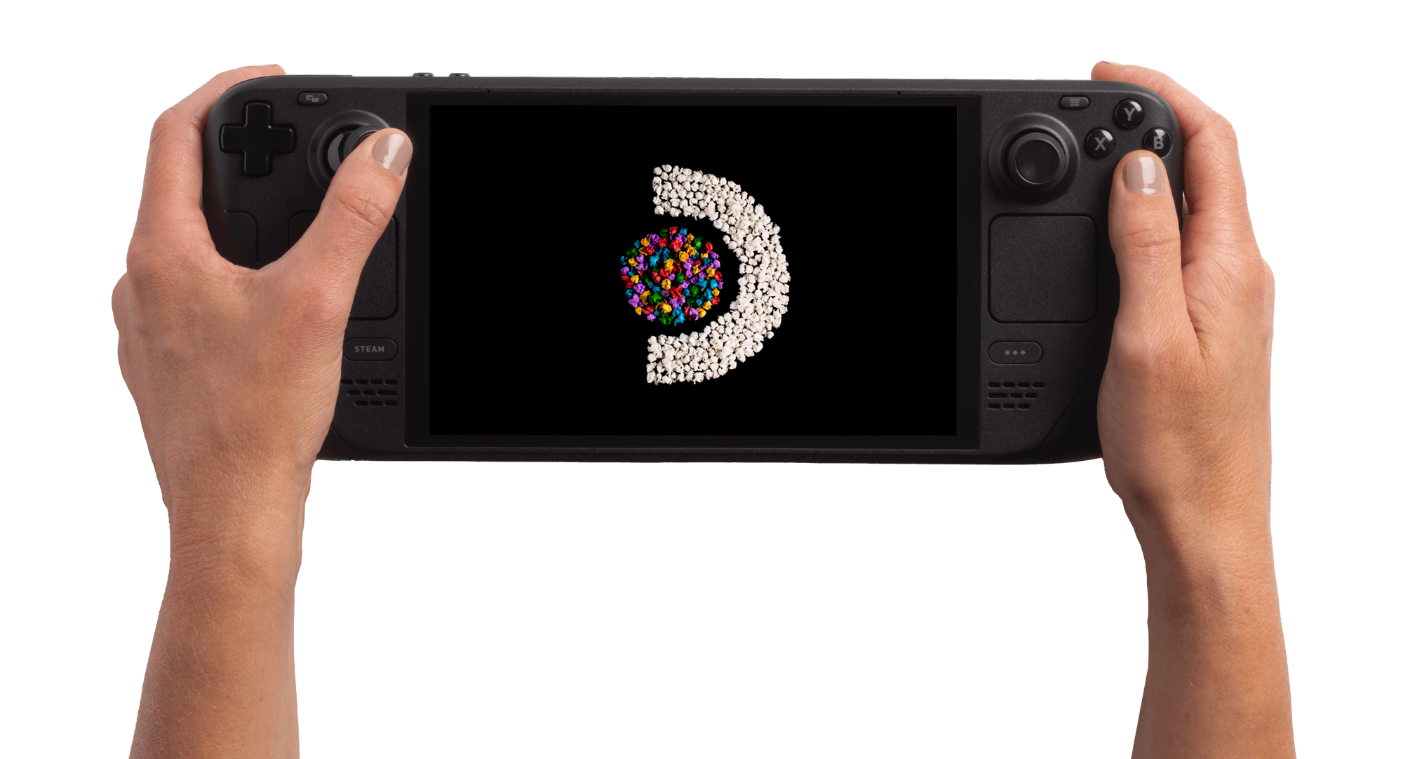 Steam Deck OLED in uso nella fotografia ufficiale Valve