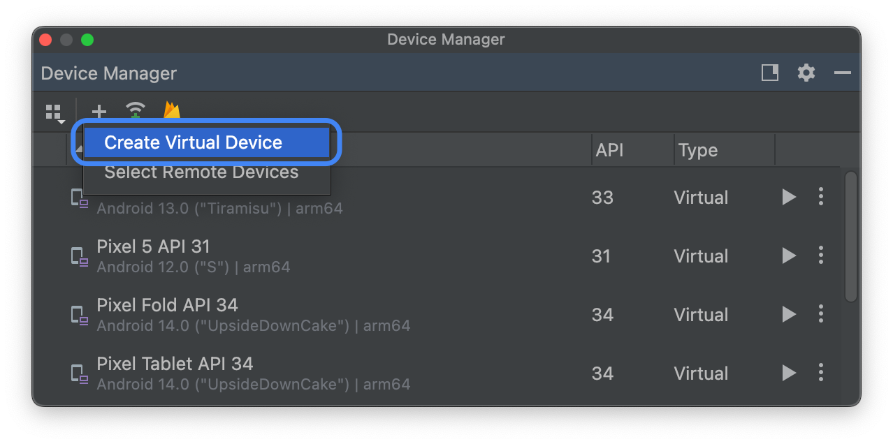 Schermata ufficiale Google per creare un Android Virtual Device in Android Studio