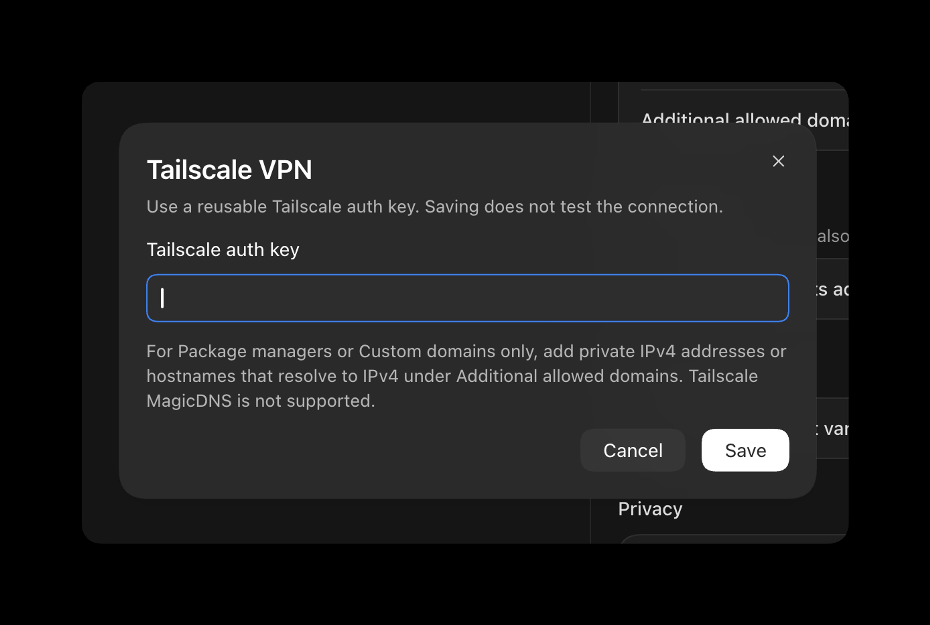 Codex Cloud: Tailscale VPN authentication