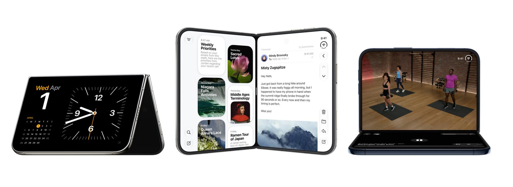 iPhone Duo in tre posizioni con app adattate
